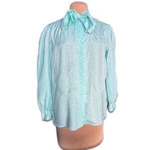 Vintage Haberdashery Bow Neck Blouse
Pastel Aqua Polka Dot 14 Feminine Romantic